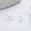 wholesale S925 Silver Korean Style Pearl Bow Elegant Creative Trendy Design Earrings Ear Clips from Yun Chao Xuan-0-1