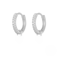 wholesale S925 Sterling Silver Geometric Heart Earrings With Crystals, Cross-border Bestseller, Versatile Ear Cuff-Platinum-Rose Red