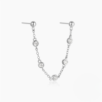wholesale 925 Sterling Silver With Rhinestones, Star Chain Tassel Ear Clip, Ins。-Single platinum #3&gt;925 silver