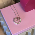 wholesale S925 Sterling Silver Spring Love Floral Wreath Necklace with Colorful Enamel Flower Rose Pendant, Sweet and Versatile Collarbone Chain-0-5