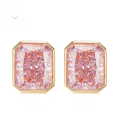 wholesale S925 Sterling Silver New Rectangle Pink Diamond High Carbon Diamond 8*10 Yellow Diamond Elegant Earrings for Women-0-2