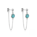 wholesale 925 Sterling Silver New Turquoise Bead Tassel Earring Ear Wire Ear Stud French Style Hot Sale-0-4