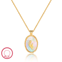 wholesale S925 silver necklace, small and unique vintage elegant collarbone chain for women with 3D tulip and white shell pendant, cross-border supply-Platinum>925 silver