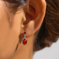 wholesale 925 Sterling Silver New Retro Ruby Earrings, Fashionable And Versatile With European French Minimalist Luxury-0-2