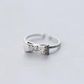 wholesale S925 silver bow knot diamond ring open-ended pinky ring for women J0546-0-1