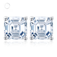 wholesale Metal material, Mujing new jewelry minimalist 7*7 pagoda flat imitation diamond four-prong ear studs daily Korean ear accessories-E030 Pagoda Earrings 925 Silver