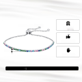 wholesale S925 Sterling Silver Tennis Chain with Colorful Zirconia Round Stones, Factory Direct Wholesale-0-1
