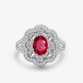 wholesale 925 Silver Jewelry New Synthetic Ruby Ring 1ct Oval 6*8 European and American Retro Light Luxury-0-0
