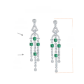 wholesale [] 925 Silver Gold Plated Artificially Synthetic Simulated Emerald Earrings with Tassels for Women, TikTok Live Hot Sale-0-5