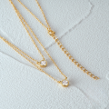 wholesale S925 Sterling Silver Double Layered Stackable Classic Single Zircon Pendant Necklace-0-3