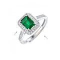 wholesale 925 Silver Creative Luxury Lab-Grown Emerald Ring, European and American Popular Open Adjustable Women's Ring-0-5
