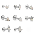 wholesale Sterling Silver 925 Opal Flat Head Threaded Ear Cartilage Piercing Jewelry For Women And Men-0-1
