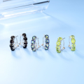 wholesale S925 Sterling Silver Small Niche Design Sense Earrings with Natural Garnet Colored Gemstone Ear Studs and Peridot Inlaid-0-0
