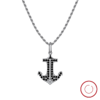 wholesale 925 Sterling Silver Cloud Anchor Series Black Spinel Inlaid Pendant, Factory Direct Wholesale-Single pendant, plating: 18k gold &gt; 925 silver