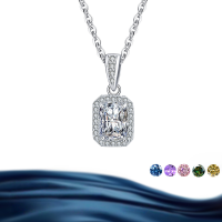 wholesale S925 sterling silver cross-border wholesale rectangular emerald halo moissanite pendant necklace women's silver jewelry accessories-Radiant Moissanite (white) >1 carat/5*7mm