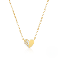 wholesale S925 Silver Double Heart Zircon Necklace,-Gold 925 silver