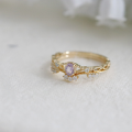 wholesale Metal material comes first DuLi versatile gemstone thin ring gentle and sweet natural amethyst / topaz ring Japanese style gratitude message-0-3