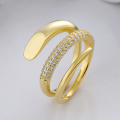 wholesale S925 Sterling Silver Multi-Layer Line Inlaid Diamond Open Ring Light Luxury Minimalist Design Index Finger Ring-0-1