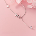 wholesale S925 Sterling Silver Shiny Diamond Butterfly Tassel Necklace Simple and Versatile Elegant Flower Socialite Design Sense Collarbone Chain D7032-0-3