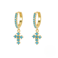 wholesale S925 Sterling Silver Geometric Floral Stud Earrings With Crystal Accents, Trendy And Versatile-Gold-Style 4