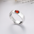 wholesale S925 Silver Retro Fashion Blood Amber Natural Stone French Luxury Style Niche Design Versatile Open-End Ring-0-0