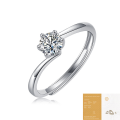wholesale S925 Silver Moissanite Precious Women's Ring Creative Trendy Six-Prong Setting Adjustable Open Band Source Wholesale-0-6
