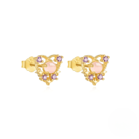 wholesale S925 Sterling Silver Amorphous Star Opal Zircon Inlaid Earrings For Women, Heart-shaped, Light Luxury, Niche Amazon New Arrival-Gold#3 925 Silver