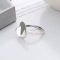 wholesale S925 metal retro fashion minimalist glossy creative heart-shaped design open ring-0-2