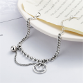 wholesale S925 Sterling Silver Korean-style Retro Trendy Smiley Bead Fringe Bracelet with Woven Beads and Irregular Accessory-0-1