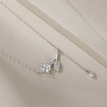 wholesale S925 sterling silver moissanite pendant necklace for women, new fashion leaf collarbone chain, elegant and luxurious set-0-3