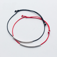 wholesale S925 silver bracelet for women, Korean-style minimalist light bead black rope adjustable one-word accessory for women S1464-S925 silver anklet red rope>925 silver