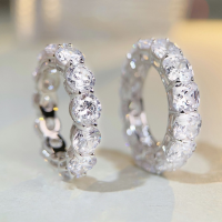 wholesale S925 Sterling Silver New Women's Full Diamond High Carbon Diamond Eternity Ring Radiant Cut Band-Square full diamond No. 9