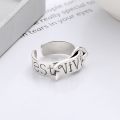 wholesale S925 Sterling Silver Letter Belt Buckle Ring Adjustable Index Finger Ring European and American Fashion Cross-Border Best Seller-0-4