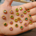 wholesale S925 Gold Plated Silver Natural Tourmaline Round Bead with Hole Bracelet String DIY Accessory Semi-finished New Design-0-1