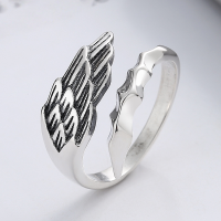 wholesale S925 Sterling Silver Personalized Creative Angel and Devil Couple Rings, Hip-Hop Punk Style Unisex Rings-719J/approx. 4.7g>Adjustable opening