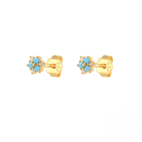 wholesale S925 Sterling Silver Geometric Floral Stud Earrings With Crystal Accents, Trendy And Versatile-Gold-Style 3