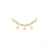 wholesale S925 Sterling Silver Eight-pointed Star Drop Earrings With Crystal Accents And Chain Tassel-Single gold #3&gt;925 silver