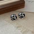 wholesale S925 Sterling Silver Korean-style Retro Drip Oil Leopard Print Round Earrings for Women, Fashionable New Trendy Ear Accessories-0-5