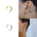 wholesale S925 Sterling Silver Creative Polished Horn Single Ear Stud, Trendy Cross-border Ins Earring-0-3