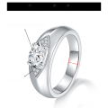 wholesale S925 sterling silver plated with 18K gold, 5*7mm oval-cut 1-carat moissanite unisex couple ring-0-5