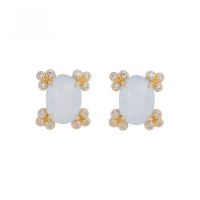 wholesale 10K Gold Natural Aquamarine Earrings Japanese Advanced Sense Light Luxury Accessories for Yili Jewelry's Autumn New Collection-Natural Aquamarine Earrings 9K