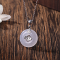 wholesale S925 Sterling Silver Guochao Auspicious Cloud Peace Buckle Necklace for Women, Original Cloud-Inspired Water Foam Jade Pendant, New Chinese Style Collarbone Chain-0-0