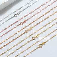 wholesale S925 Sterling Silver Jewelry, 15mm Water Wave Chain Twist Chain, Plain Chain Matching Chain Factory Direct Wholesale-18K gold, length: 40cm, weight: 1.11g 925 silver