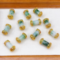 wholesale S925 silver gold-plated natural A jadeite round platform pillar bracelet necklace DIY semi-finished accessories-0-13