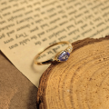 wholesale S925 Sterling Silver Plated 14k Gold Japanese-inspired Light Luxury Fashion Ring with Tanzanite-0-2