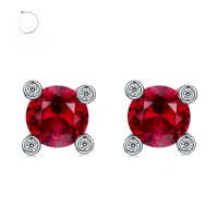 wholesale S925 Sterling Silver New 1ct Pigeon Blood Red Ear Studs High Carbon Diamond-E146 Pigeon Blood Red Earrings 925 Silver