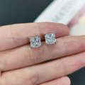 wholesale S925 Sterling Silver Fashion Princess Cut Moissanite Stud Earrings 15/2/3 Carat Eagle Claw Earrings-0-2