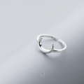 wholesale S925 Silver Moon Ring for Women, Japanese and Korean Style Nature-Inspired Crescent Moon Adjustable Ring with Personality J4465-0-3