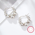wholesale Sterling Silver S925 Earrings New Arrival Elegant High-end Hoop Geometric Sphere Beaded Earrings for Women Cross-border Exclusive Jewelry-0-2