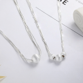 wholesale S925 Sterling Silver Korean-style Multi-layer Snake Chain with Wishing Fulfilled Wire Drawing Process Stackable Necklace-0-1